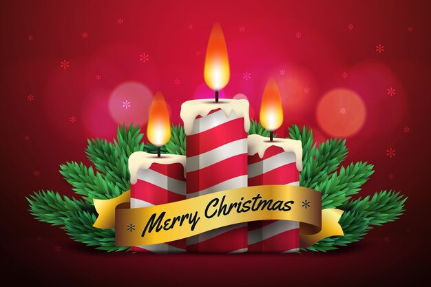 Fondo de vela de Navidad de diseño plano