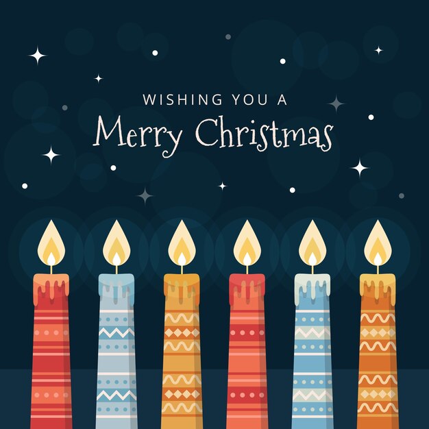 Fondo de vela de Navidad de diseño plano