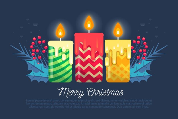 Fondo de vela de Navidad de diseño plano