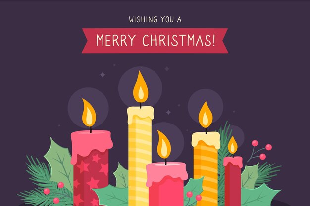 Fondo de vela de Navidad de diseño plano