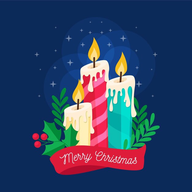 Fondo de vela de navidad de diseño plano