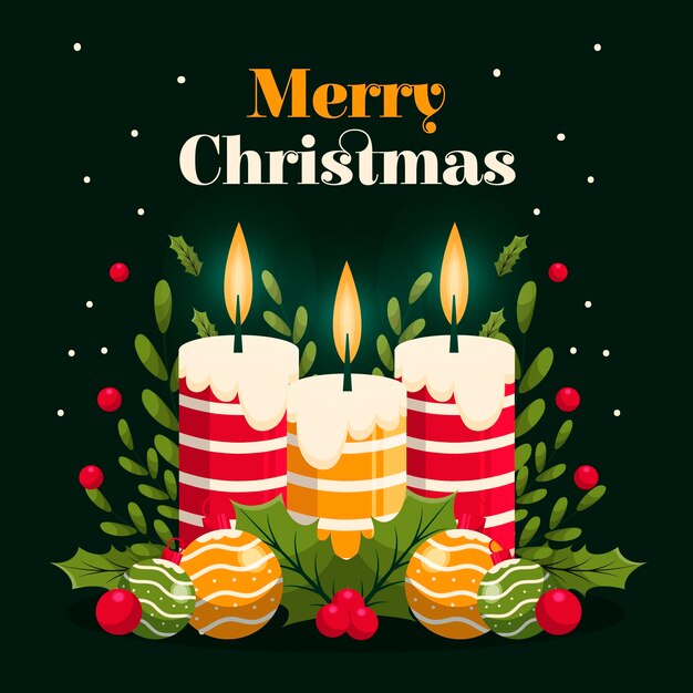 Fondo de vela de Navidad de diseño plano