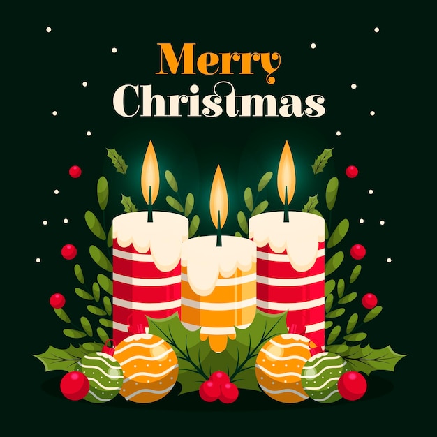 Fondo de vela de navidad de diseño plano
