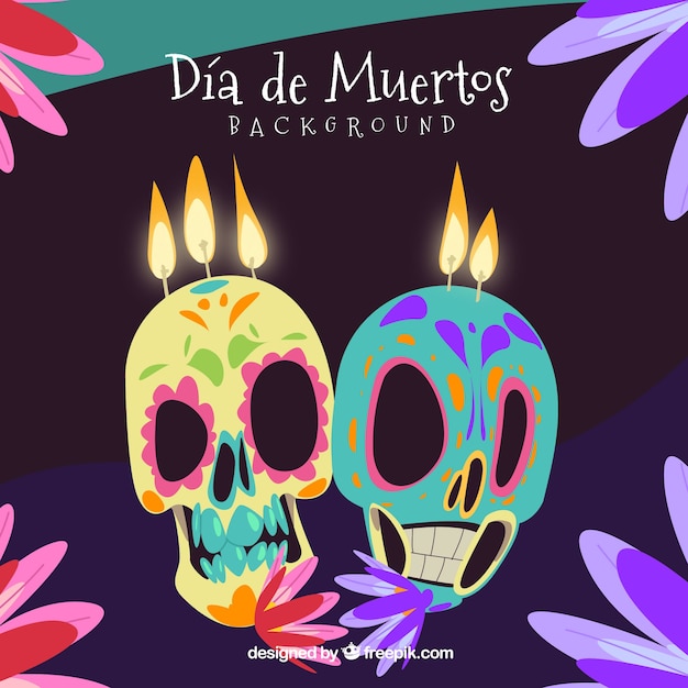 Vector gratuito fondo de velas de calaveras mexicanas