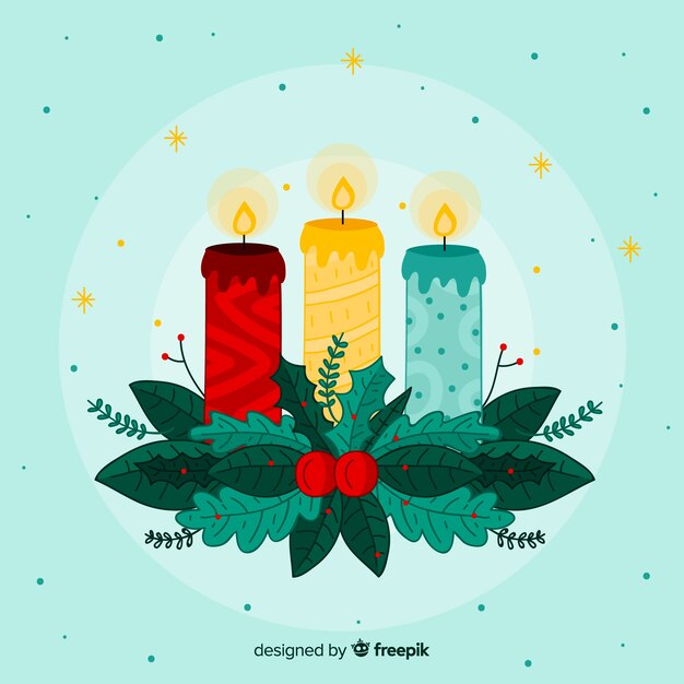 Fondo velas coloridas navidad encendidas