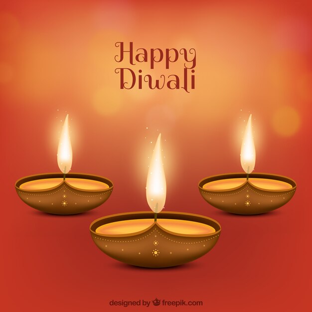 Fondo de velas de feliz diwali 