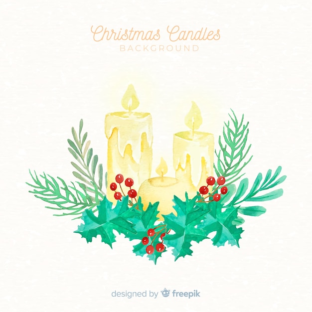 Fondo velas navidad acuarela