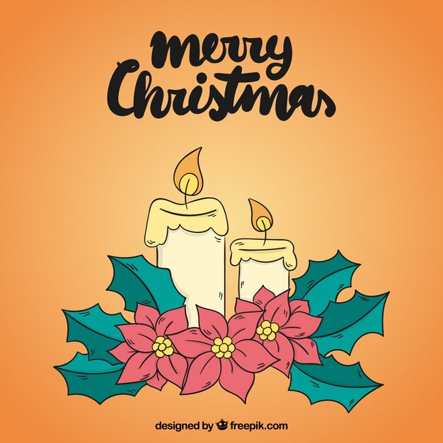 Fondo de velas de navidad dibujadas a mano