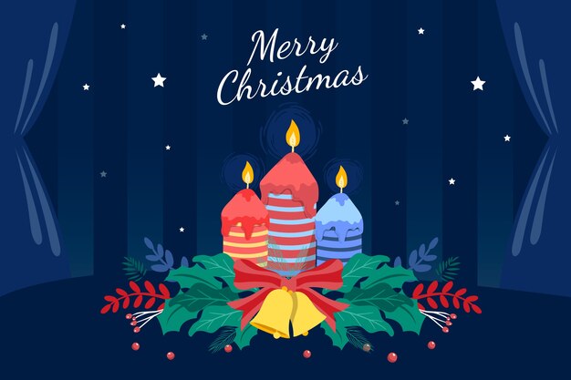 Fondo de velas de Navidad dibujadas a mano