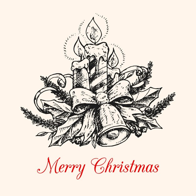 Fondo de velas de Navidad dibujadas a mano