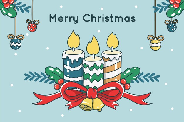 Fondo de velas de Navidad dibujadas a mano