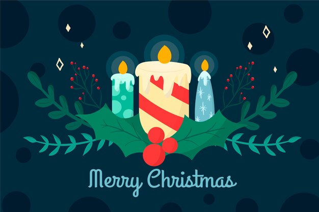 Fondo de velas de Navidad dibujadas a mano