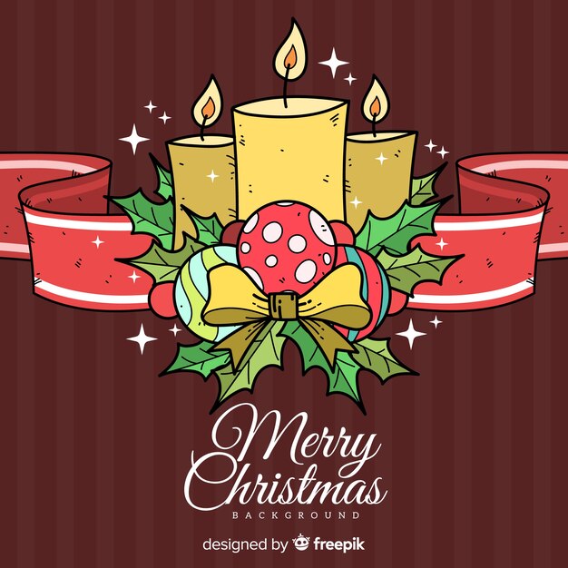 Fondo de velas de Navidad dibujado a mano