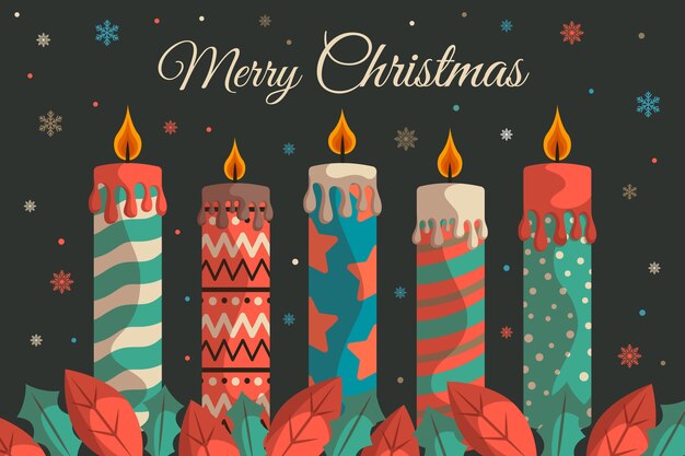 Fondo de velas de Navidad dibujado a mano