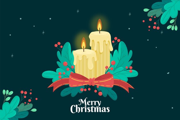 Fondo de velas de Navidad dibujado a mano