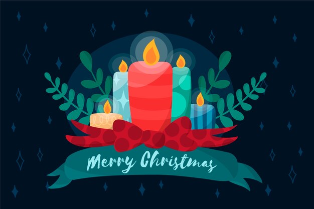Fondo de velas de Navidad dibujado a mano
