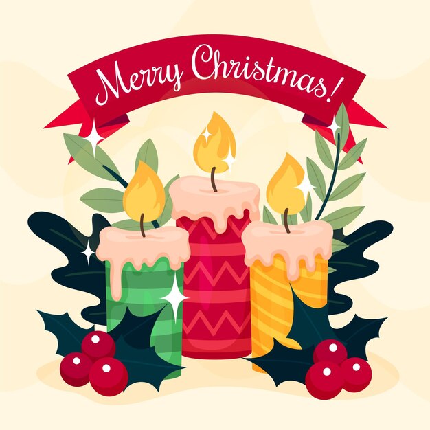 Fondo de velas de Navidad dibujado a mano