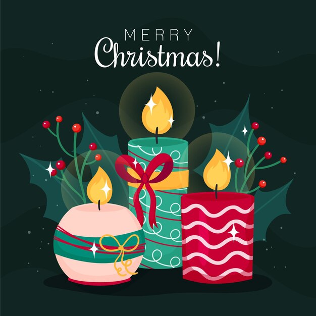 Fondo de velas de Navidad dibujado a mano
