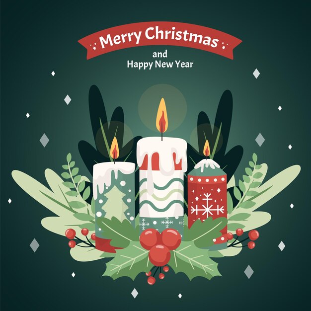 Fondo de velas de Navidad dibujado a mano