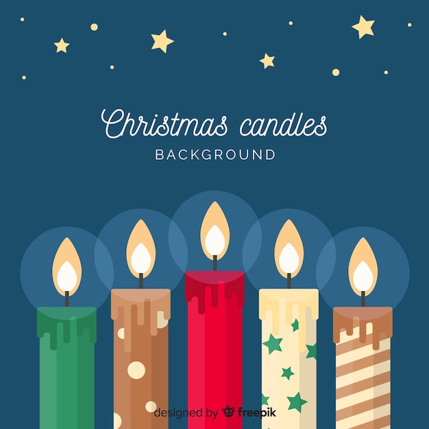 Fondo de velas de navidad en diseño plano