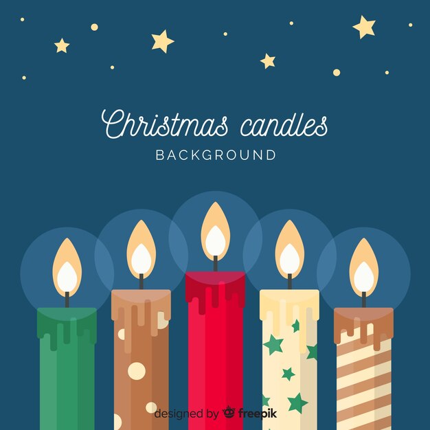 Fondo de velas de navidad en diseño plano