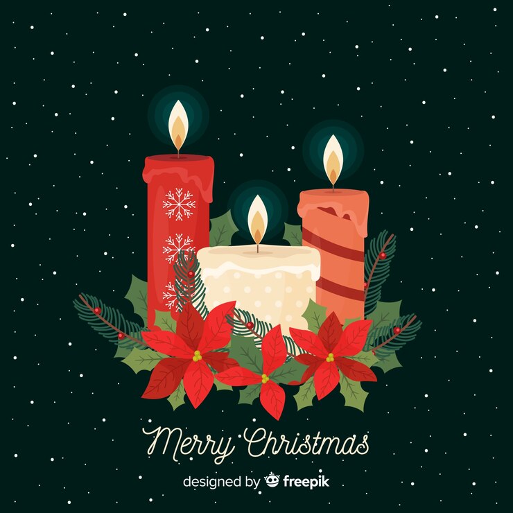 Vector gratuito fondo de velas de navidad en diseño plano