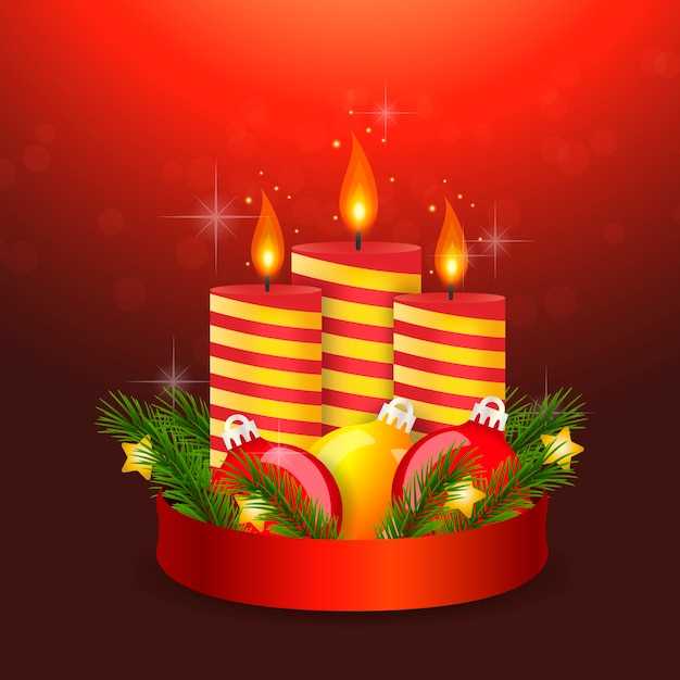 Fondo de velas de Navidad en diseño plano