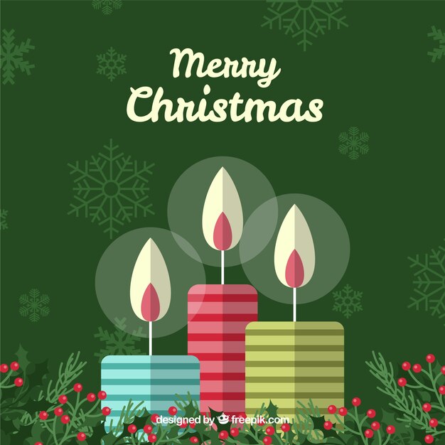 Fondo de velas de navidad en estilo plano