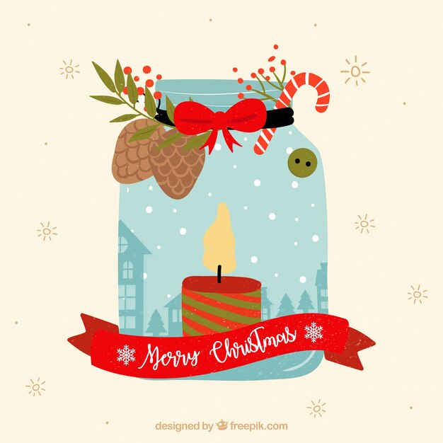 Fondo de velas navideñas decorativas dibujadas a mano 