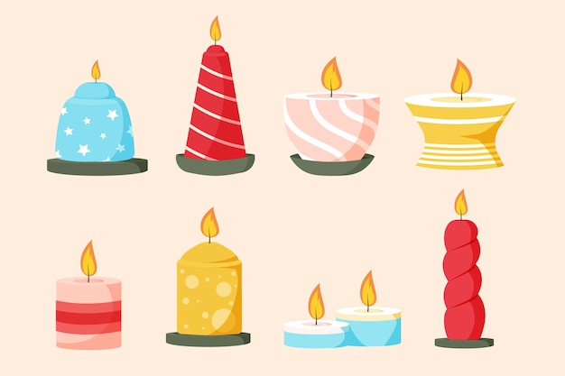 Fondo de velas navideñas en diseño plano