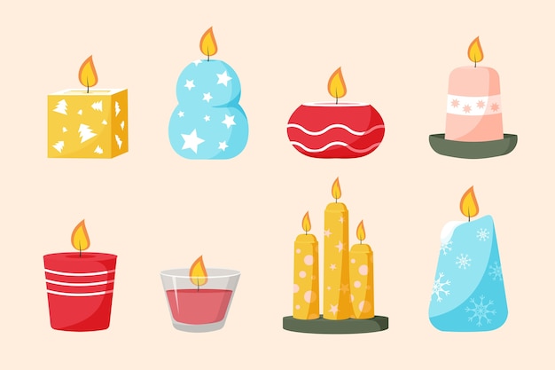 Fondo de velas navideñas en diseño plano
