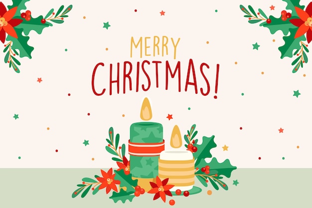 Fondo de velas navideñas en diseño plano