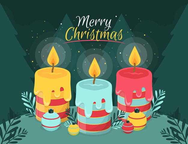 Fondo de velas navideñas en diseño plano