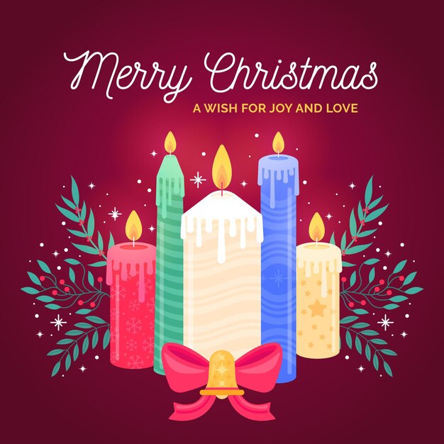 Fondo de velas navideñas en diseño plano
