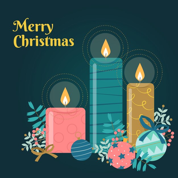 Fondo de velas navideñas en diseño plano