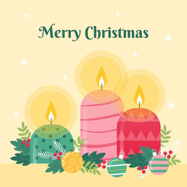 Fondo de velas navideñas en diseño plano