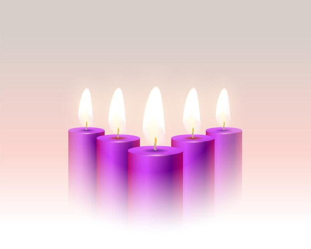Fondo de velas púrpuras de la iglesia de adviento realista