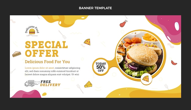 Vector gratuito fondo de venta de comida de diseño plano