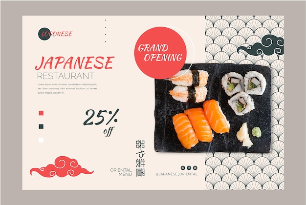 Fondo de venta de comida japonesa de diseño plano