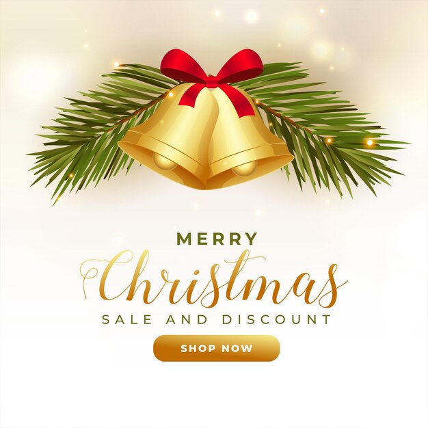 Fondo de venta de decoración de campana de navidad realista