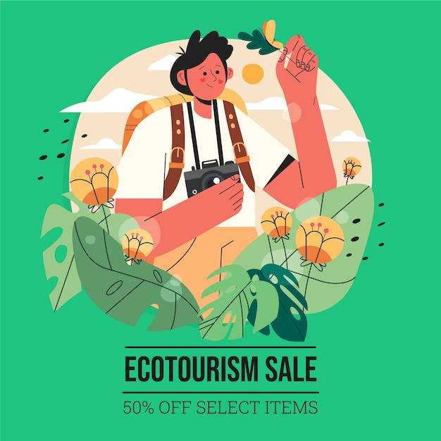 Vector gratuito fondo de venta de ecoturismo dibujado a mano