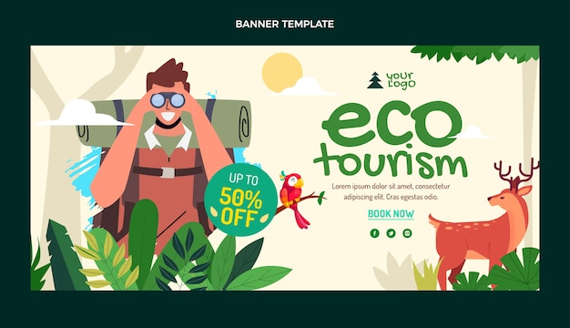 Vector gratuito fondo de venta de ecoturismo de diseño plano dibujado a mano