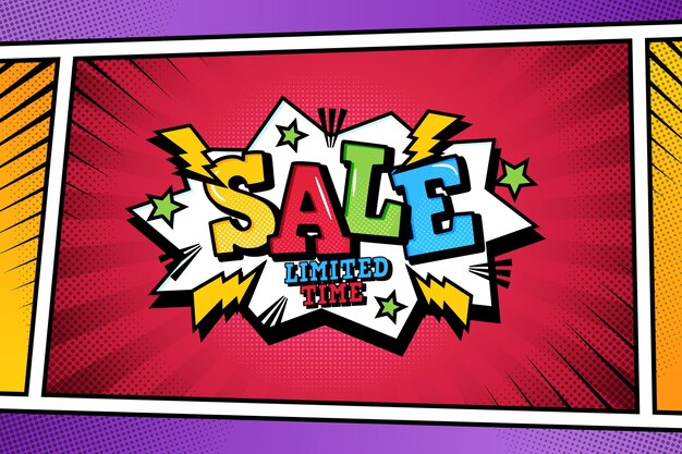 Fondo de venta en estilo papel cómico