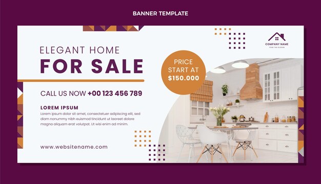Fondo de venta inmobiliaria geométrica de diseño plano