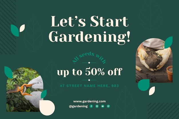 Vector gratuito fondo de venta de jardinería dibujado a mano