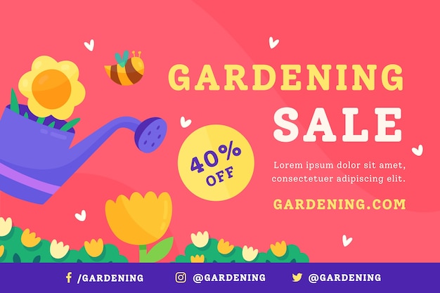 Vector gratuito fondo de venta de jardinería plana