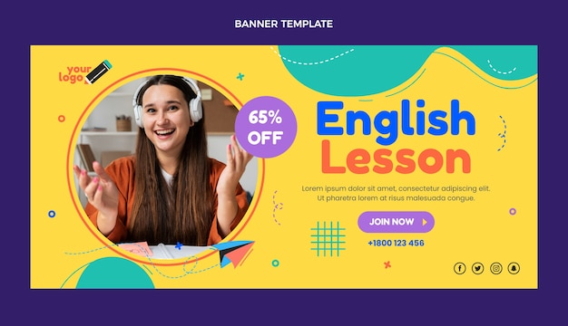 Vector gratuito fondo de venta de lecciones de inglés dibujado a mano