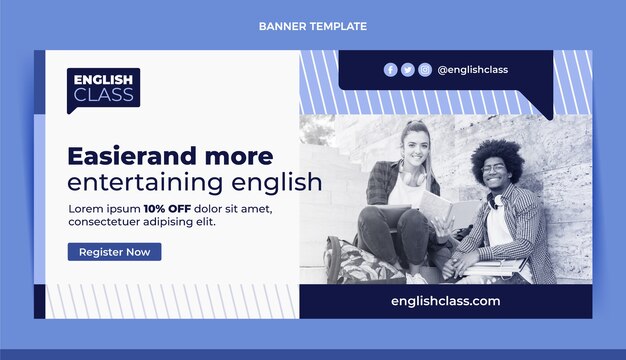 Fondo de venta de lecciones de inglés planas