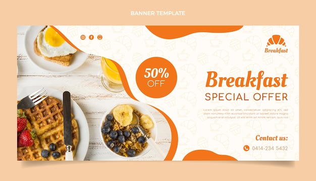 Fondo de venta de oferta de desayuno de diseño plano