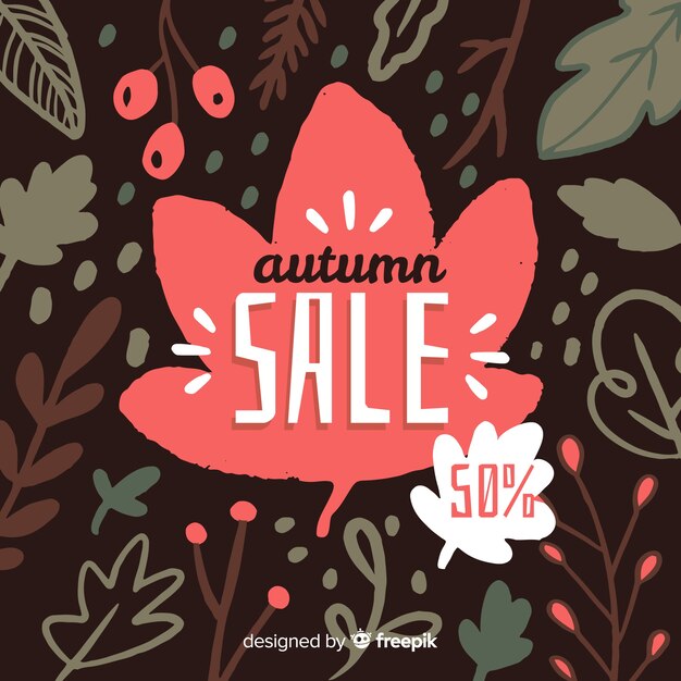 Fondo de venta otoño dibujado a mano
